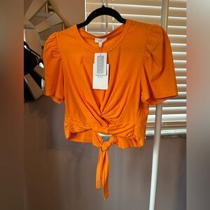 A.L.C. Women's Orange Puff Sleeve Top